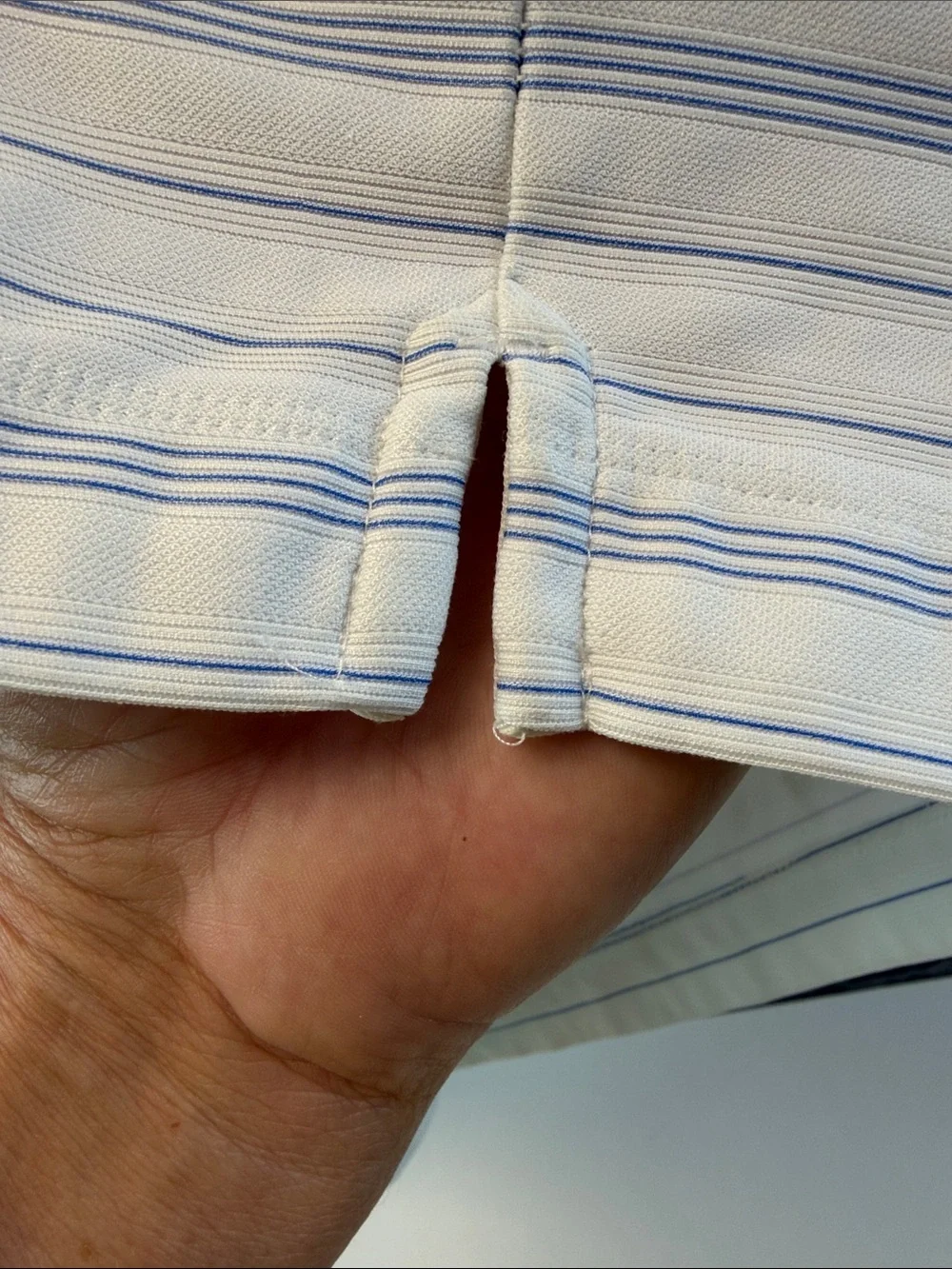 Nike Men’s White Polo with Light Blue‎ Pinstripes